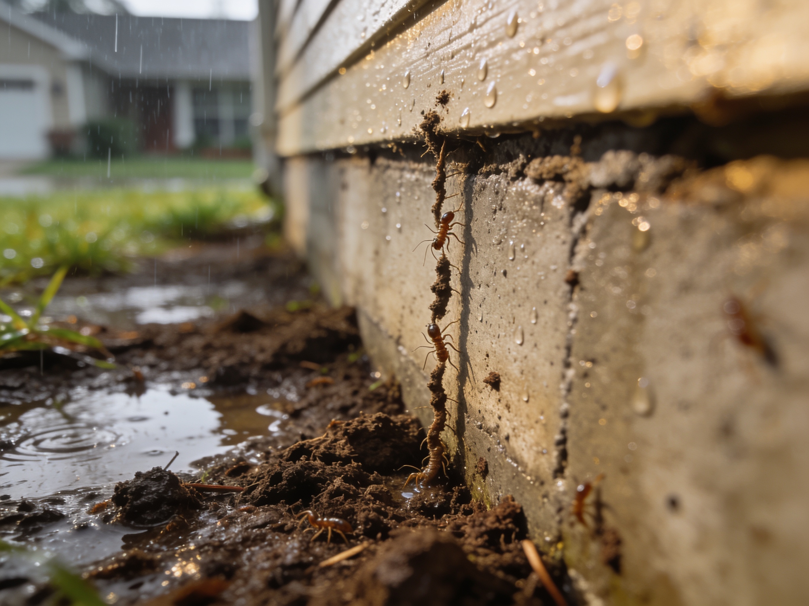 Checking For Mud Tubes Around Orlando Foundations After Heavy Rain